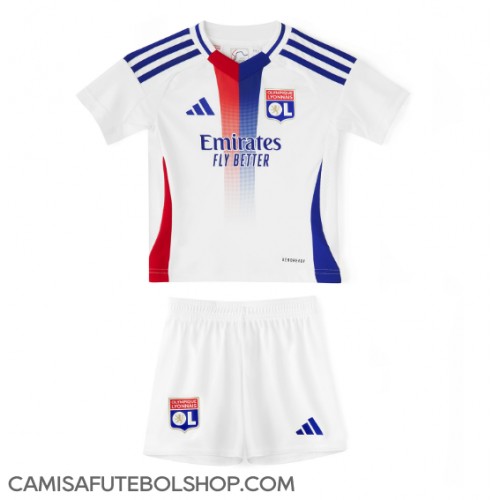 Camisa de time de futebol Olympique Lyonnais Replicas 1º Equipamento Infantil 2024-25 Manga Curta (+ Calças curtas)